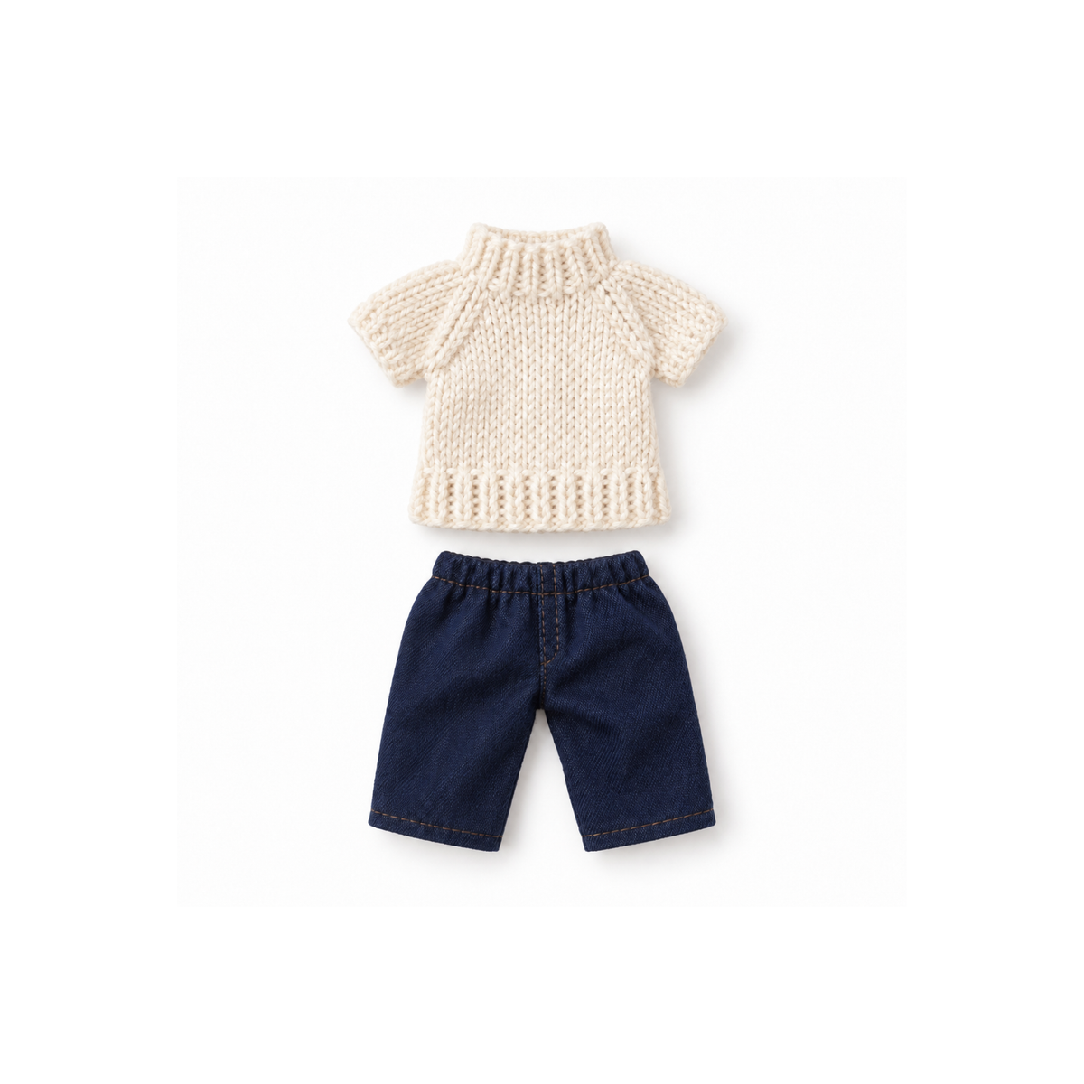 Cream Knit Top + Navy Pants Set